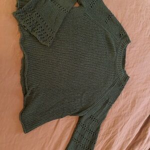 Knit green billabong sweater with bell sleeves